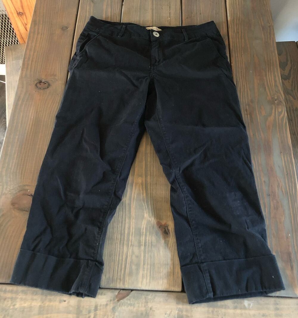 Christopher Blue Stretch black cotton cropped khaki pants women's size 10